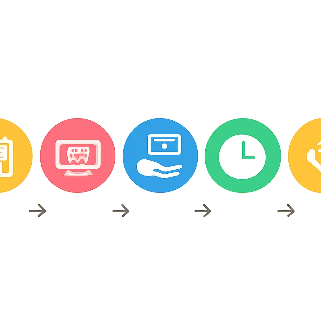Five numbered circular icons connected by arrows in a horizontal flow, Teen Patti Joy Withdrawal Process and Timelines steps